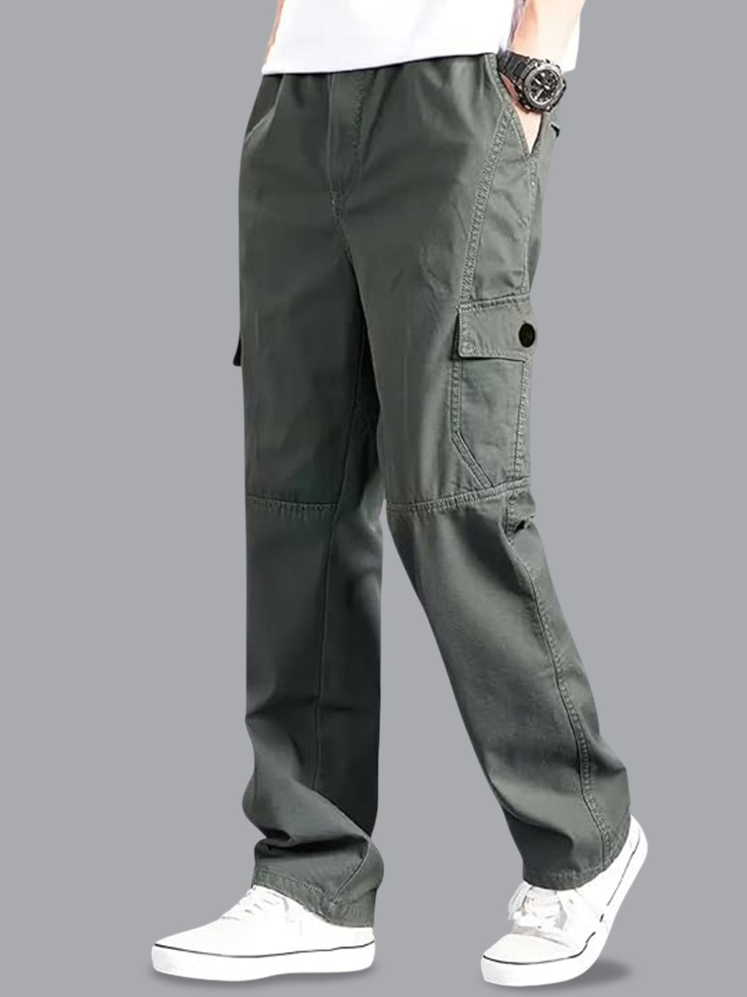 FABRIPPLE Men Mid-Rise Relaxed Fit Cotton Cargos Trousers