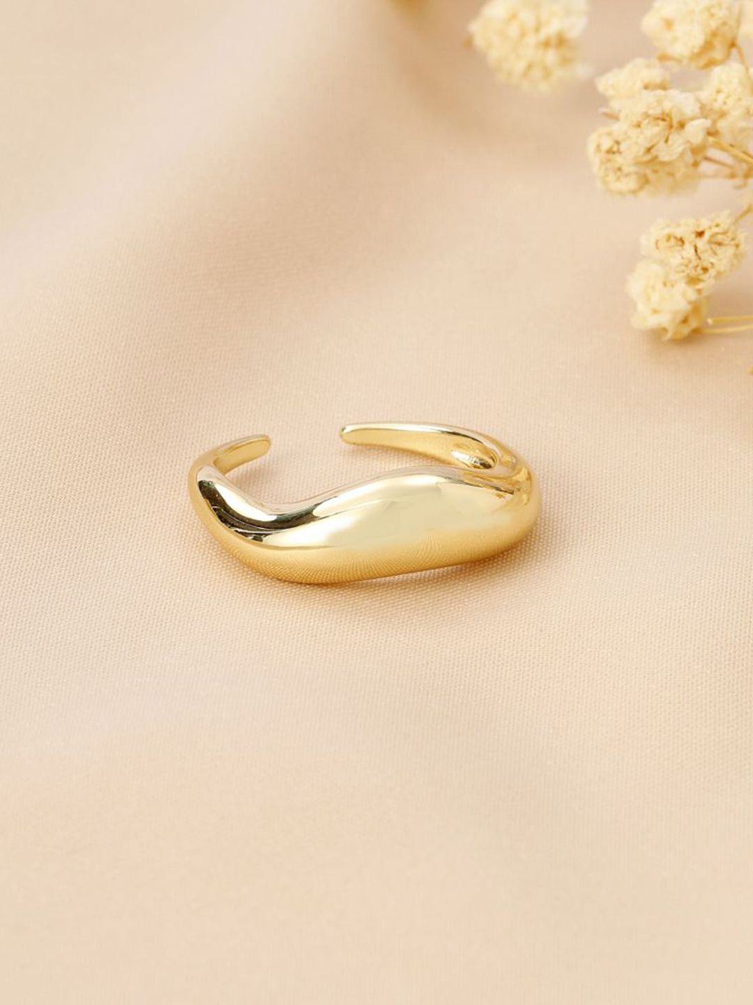 SALTY Women & Girls Molten Wave Golden Stylish Adjustable Finger Ring-image-32