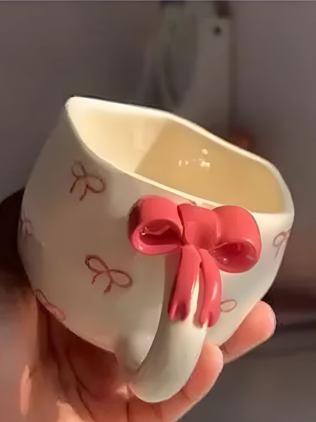 Kraftlik Handicraft Off White & Peach-Coloured Handcrafted and Hand Painted Textured Ceramic Glossy Mugs Set of Cups and Mugs-image-16