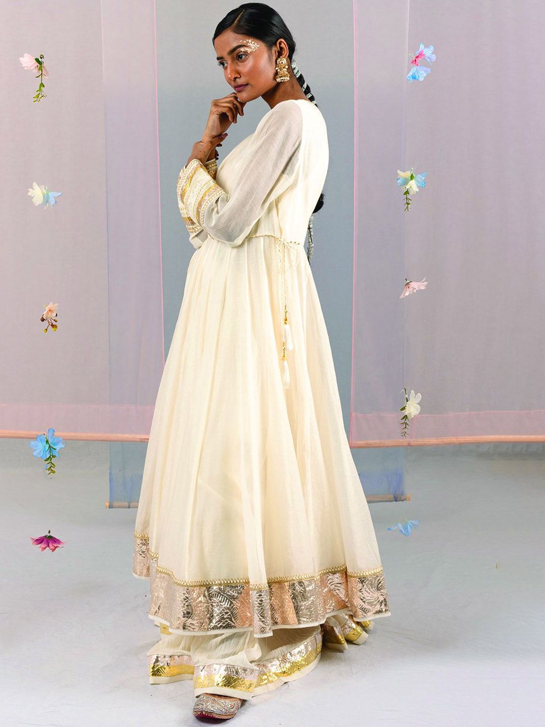 Kyra Women Embroidered Chanderi Cotton Kurta with Trousers & With Dupatta-image-49