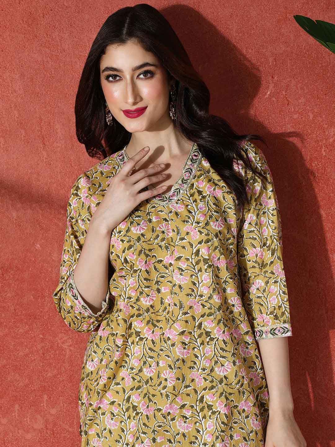 Sangria Embroidered Pure Cotton A-Line Kurta & Patiala
