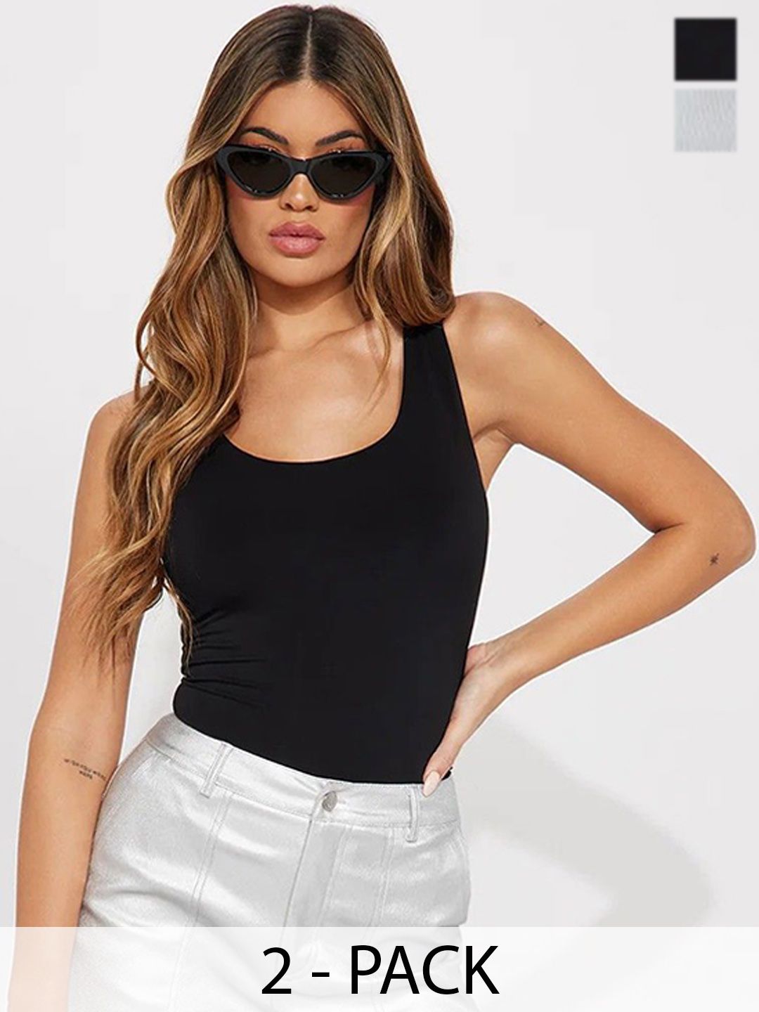 TRENDY ERA Pack Of 2 Ribbed Sleeveless Bodysuit-picture-42