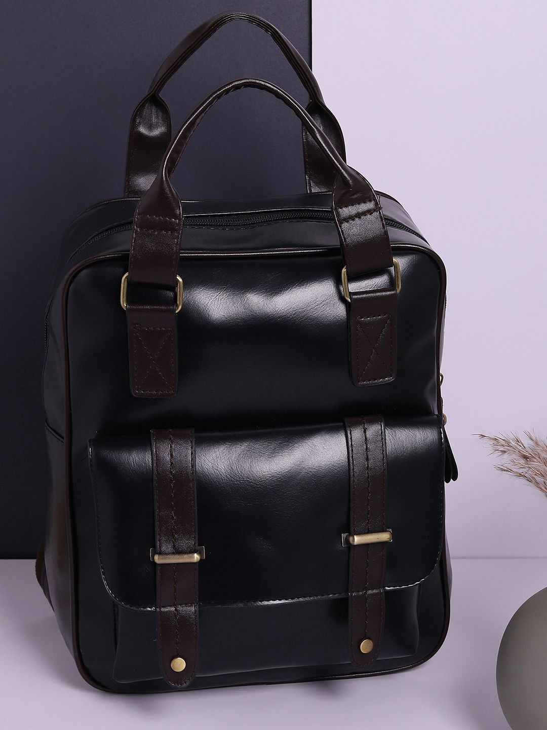 HAUTE SAUCE by Campus Sutra Women Solid Black Backpack-picture-46