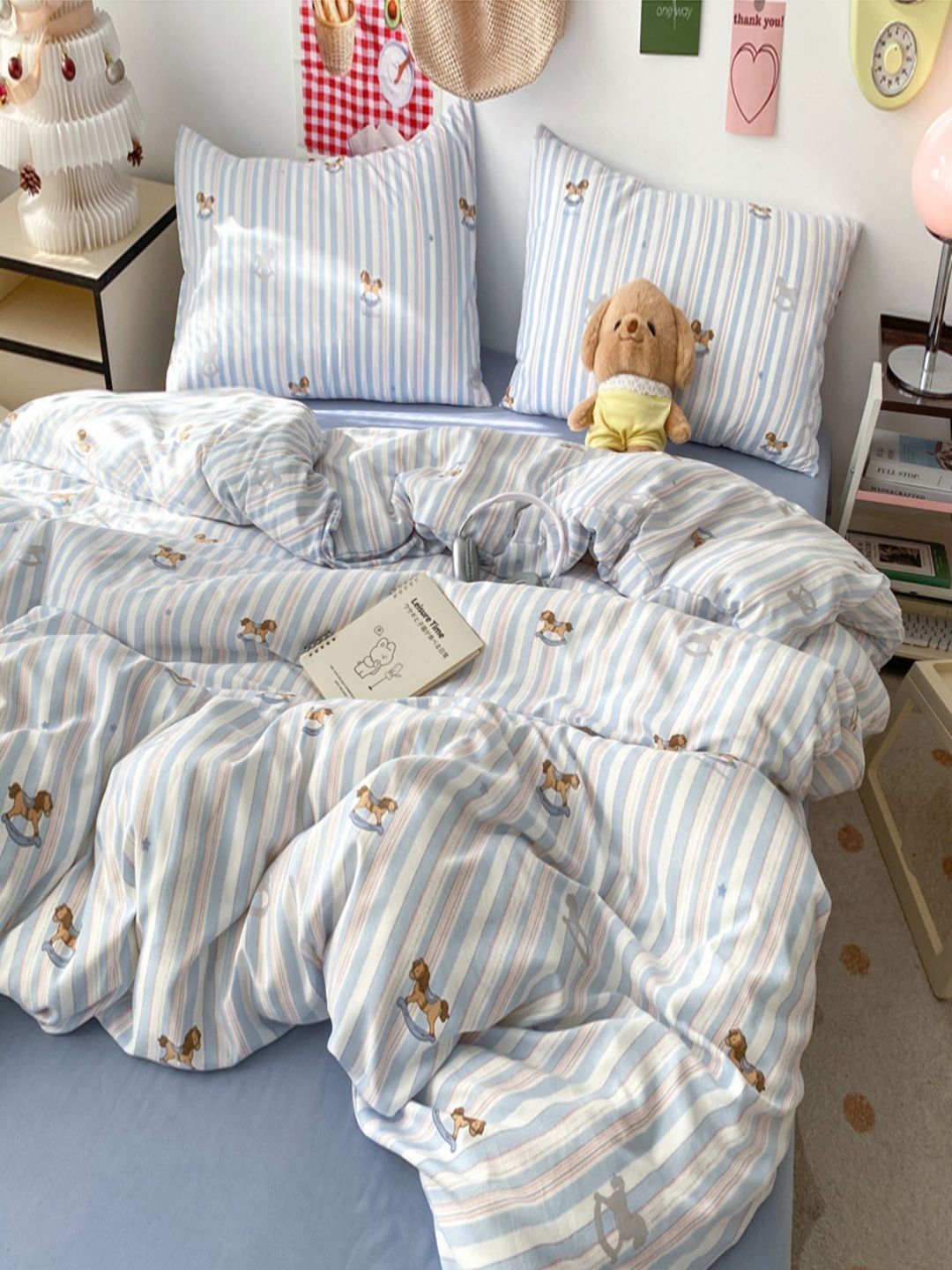 JC HOME Blue Polycotton Double Queen Regular Bedding Set-image-12
