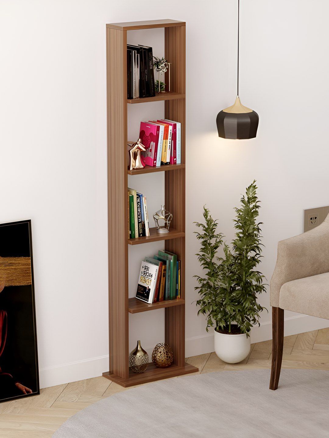 bluewud Walten Brown 5 Tier BookShelf