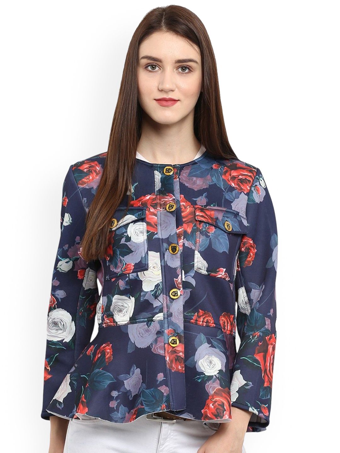 Zima Leto Printed Peplum Casual Blazer-picture-11