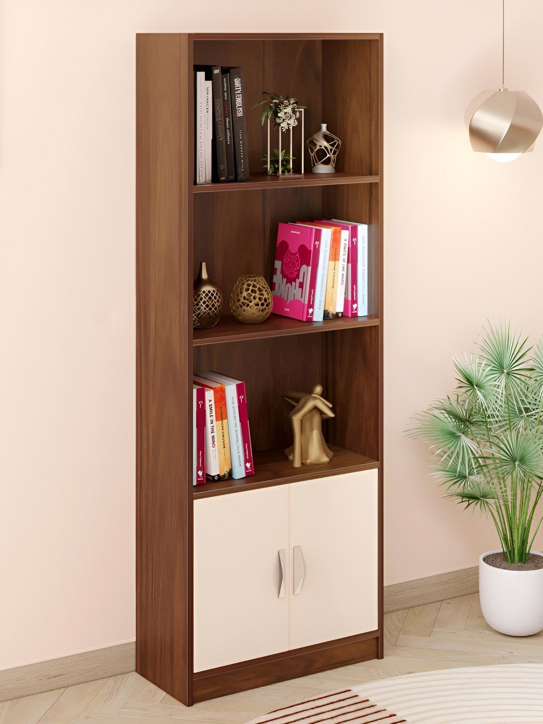 bluewud Brown & Beige 3 Tier BookShelf