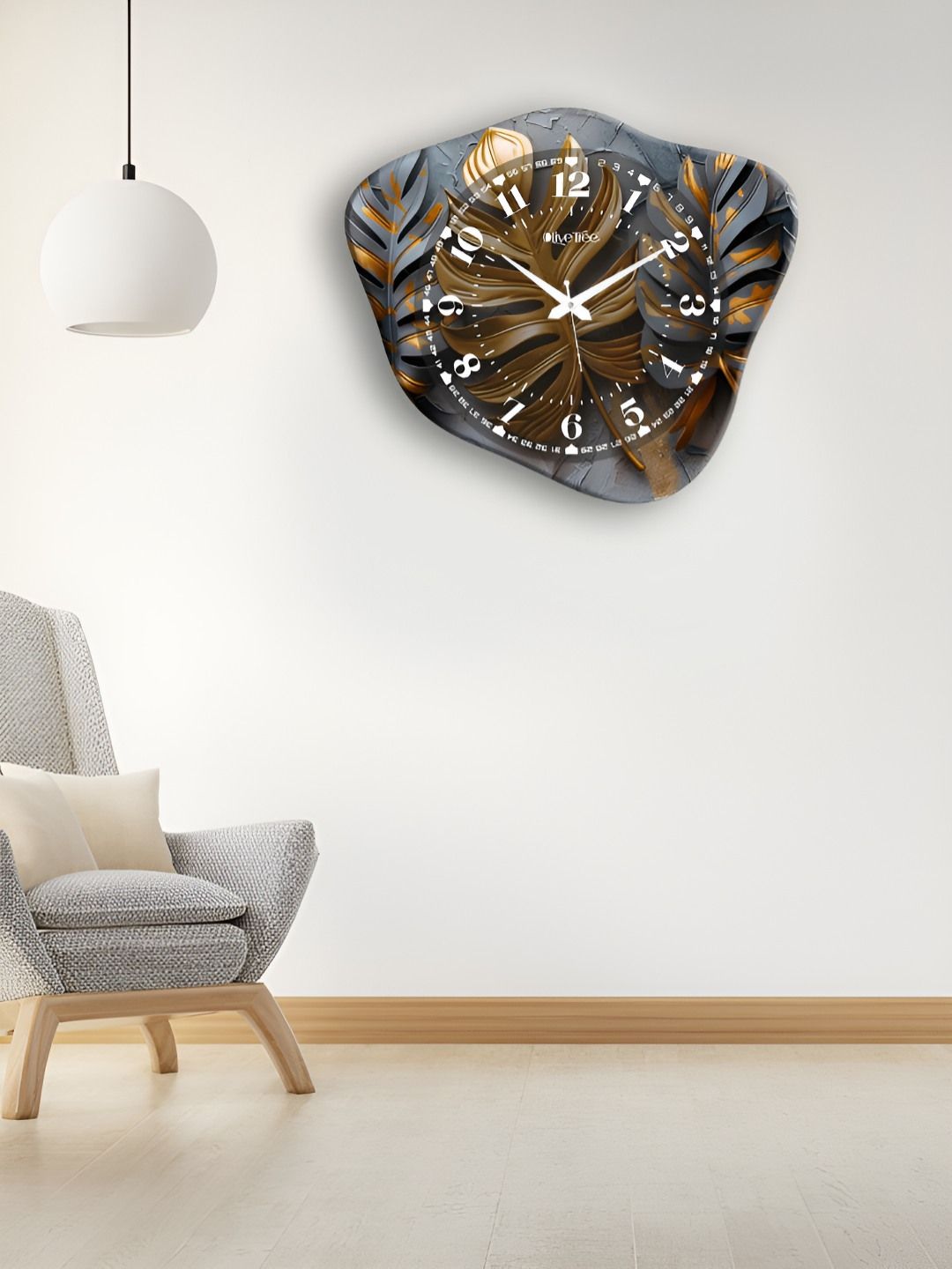 OLIVE TREE Grey & Brown Printed Wooden Contemporary Wall Clock-picture-28