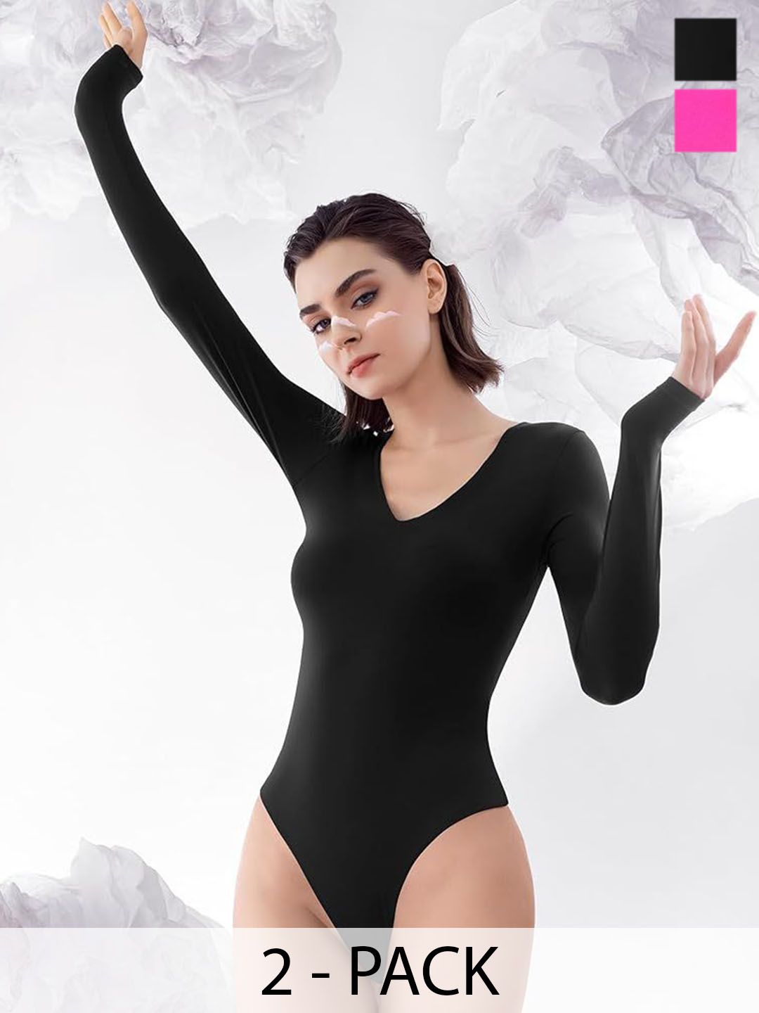 ZEROZABAR Pack Of 2 Ribbed V-Neck Bodysuit-picture-23