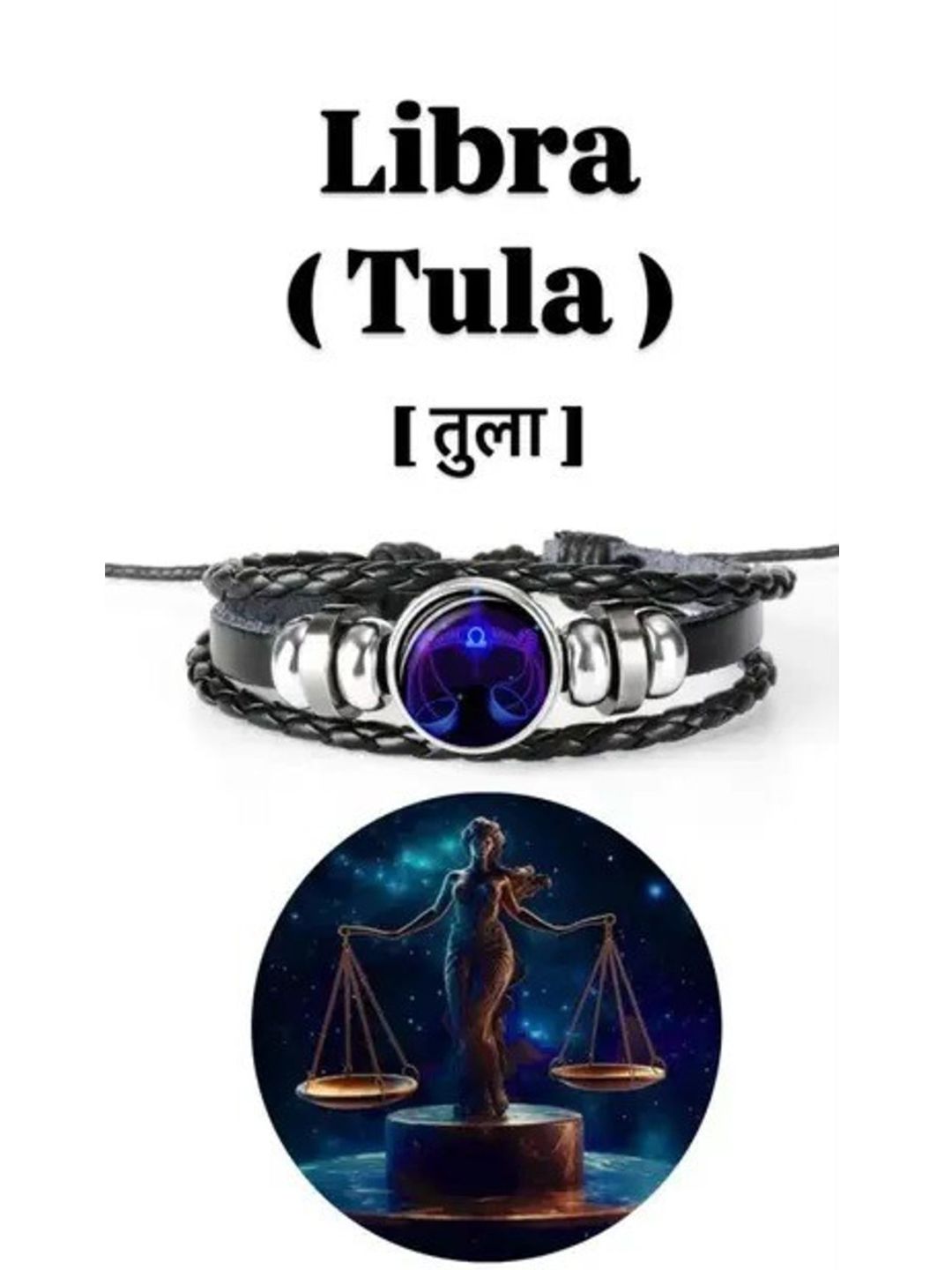 PASU FASHION Unisex Tula Rashi Libra Artificial Stones Leather Wraparound Bracelet-picture-24