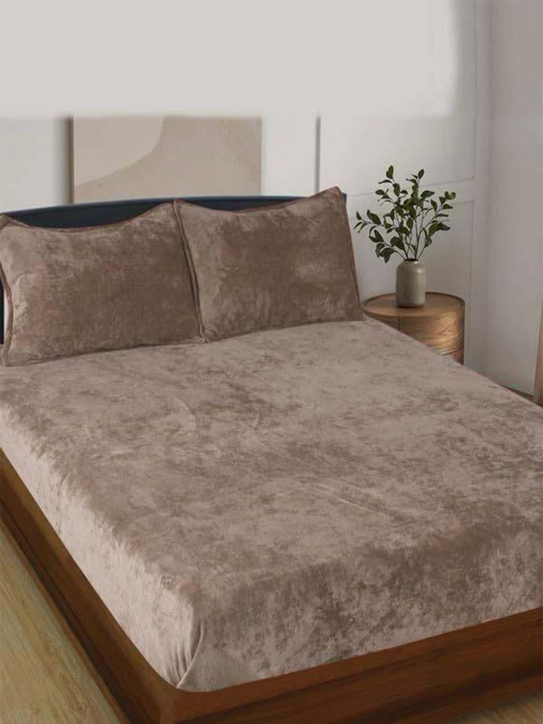 Steve & Anderson Galaxy Brown 160 TC King Finnel Warm Fitted Bedsheet Set 1.83m x 1.98m-image-6