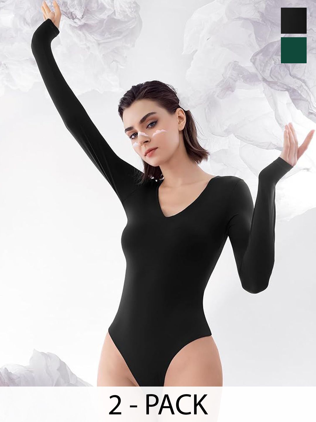 ZEROZABAR Pack Of 2 Ribbed V-Neck Bodysuit-picture-25