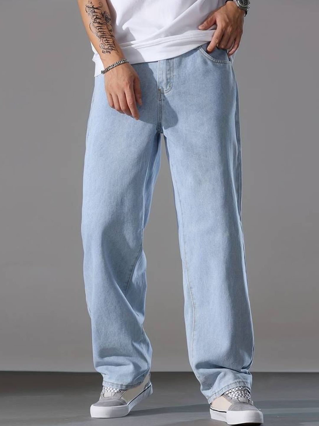 FUDE PRIDE Men Baggy Mid-Rise Stretchable Jeans-image-11