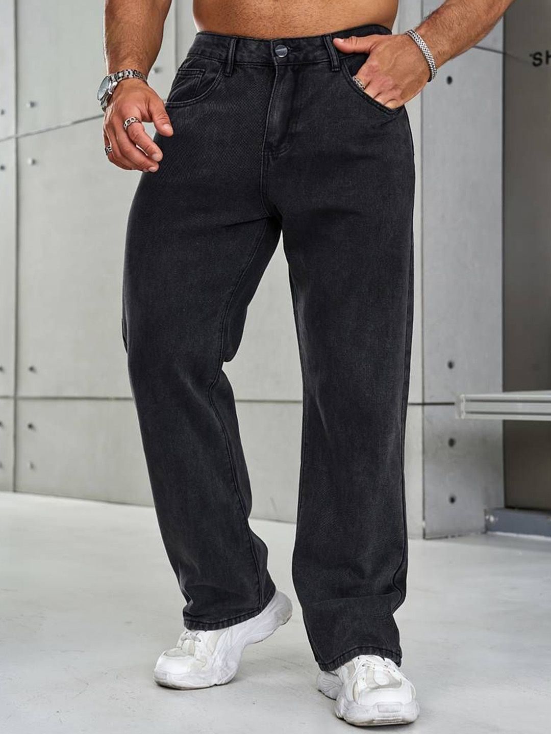 FUDE PRIDE Men Baggy Mid-Rise Stretchable Jeans-image-10