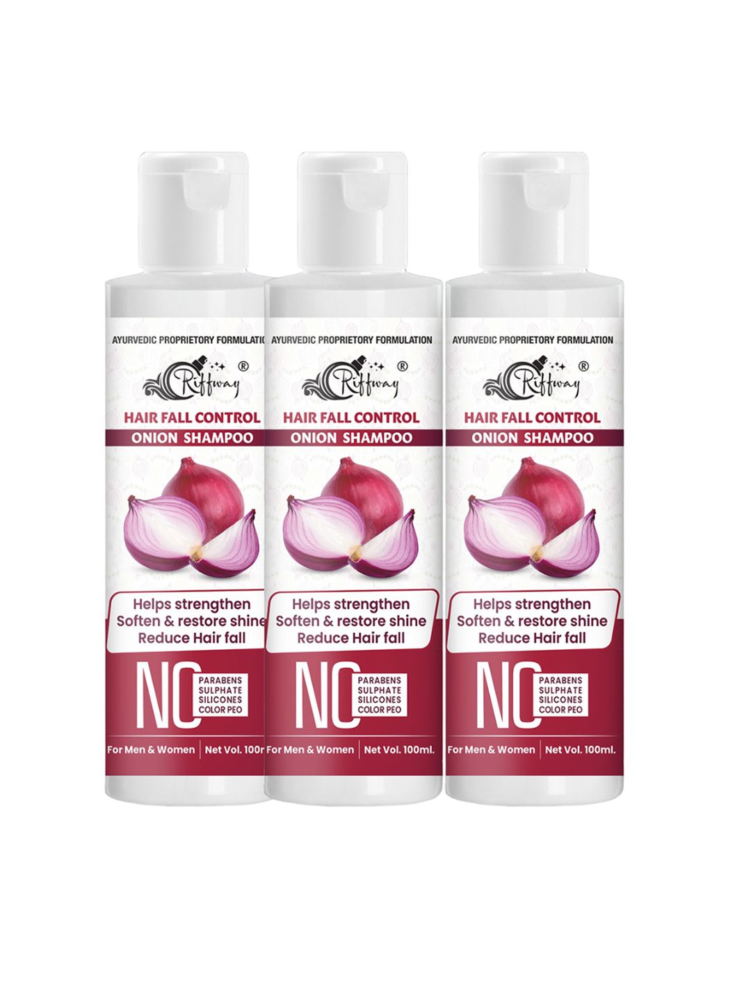 riffway Set Of 3 Onion Shampoo For Hair Fall Control & Hair Growth - 100 ml Each-picture-8