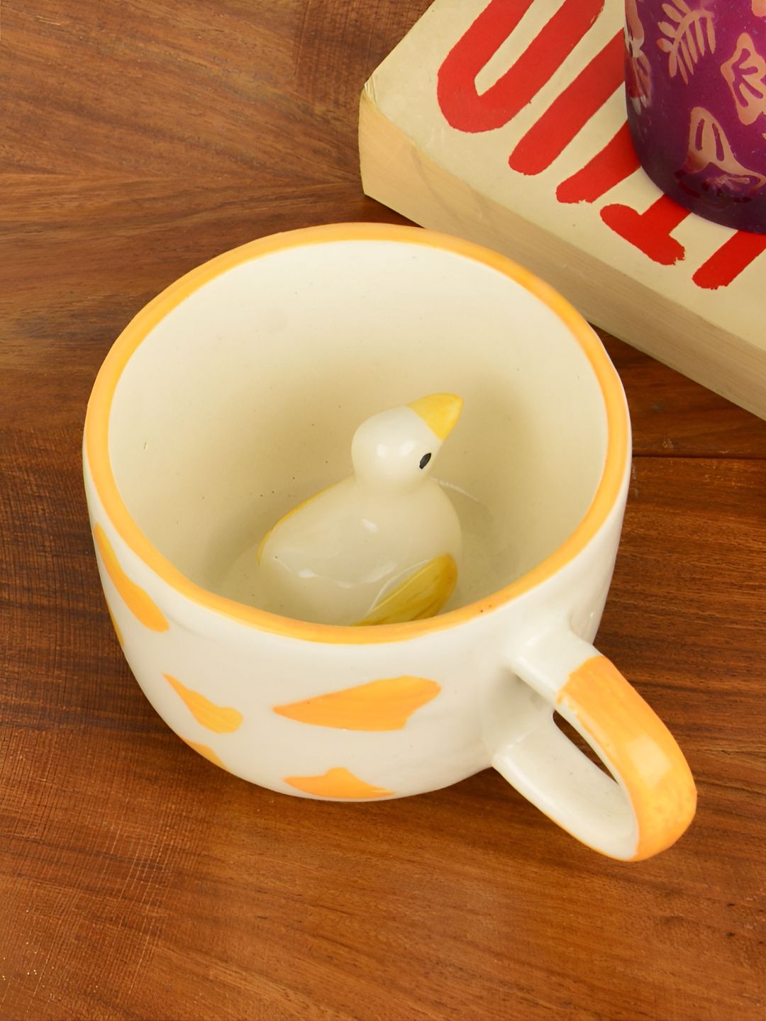 StyleMyWay White & Yellow Printed Ceramic Glossy Mugs Set of Cups and Mugs-picture-10
