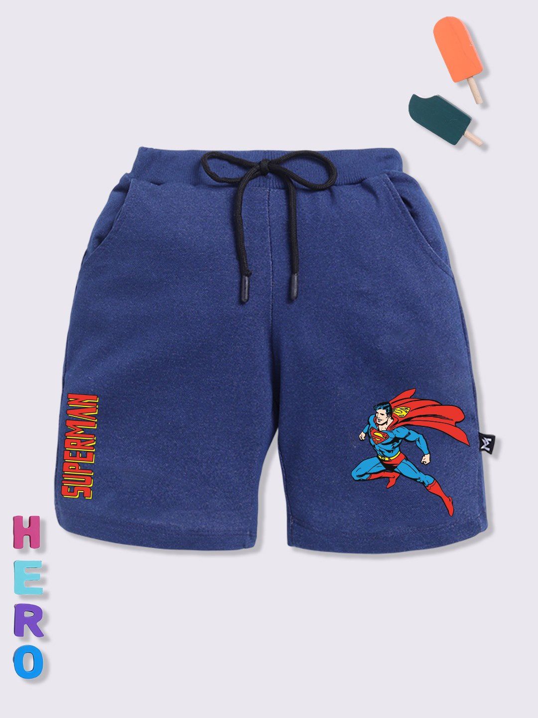 YK X Minute Mirth Boys Superman Printed Cotton Shorts-picture-33