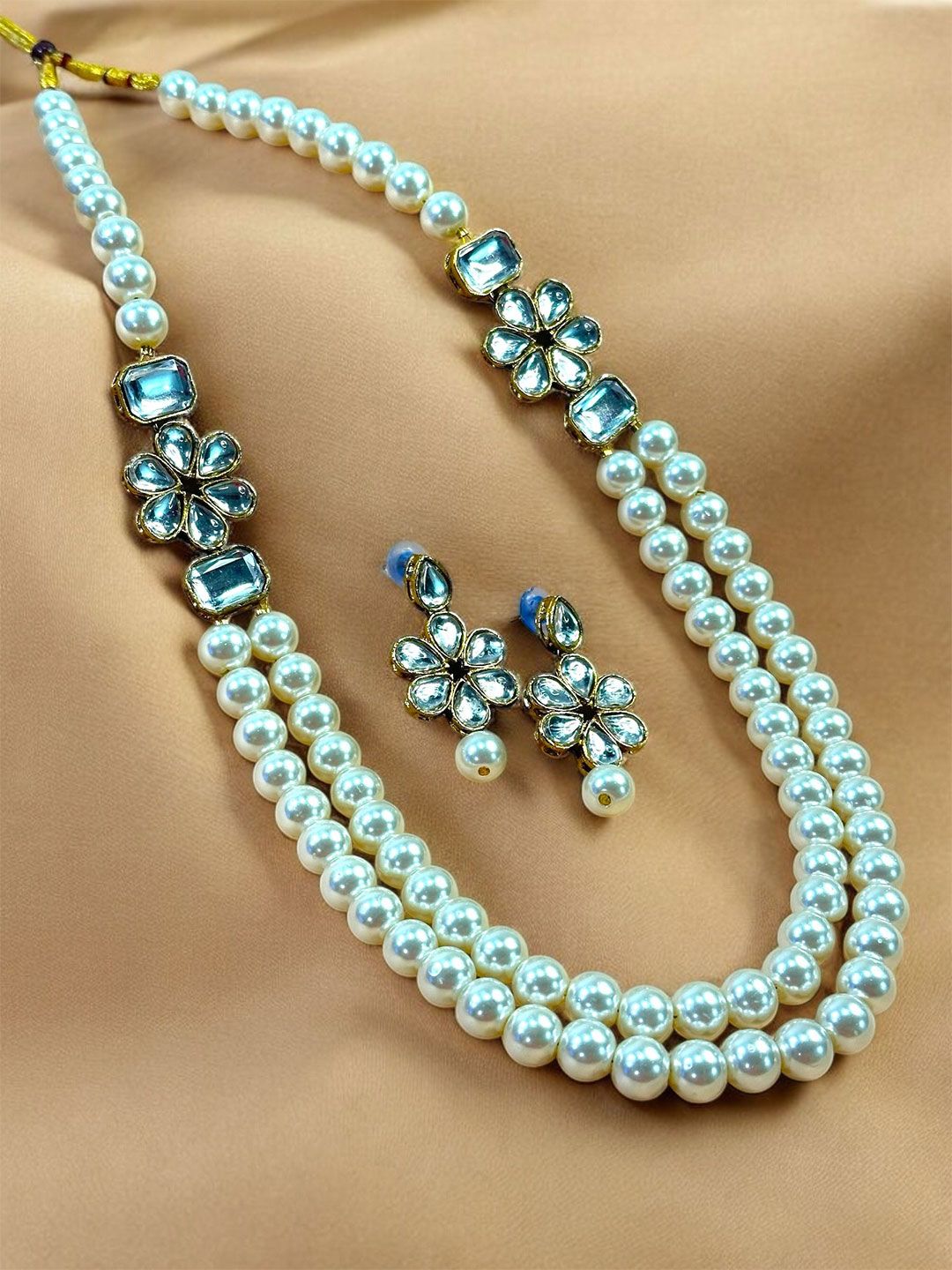 JN HANDICRAFT Copper-Plated Kundan-Studded & Beaded Jewellery Set-picture-19