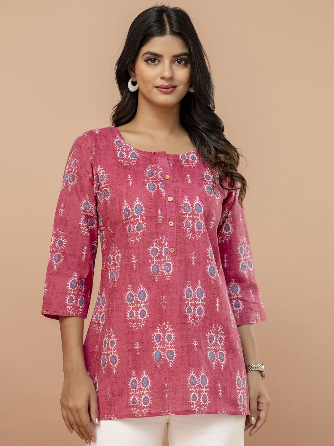 FERANOID Ethnic Motifs Printed Pure Cotton Kurti-picture-21