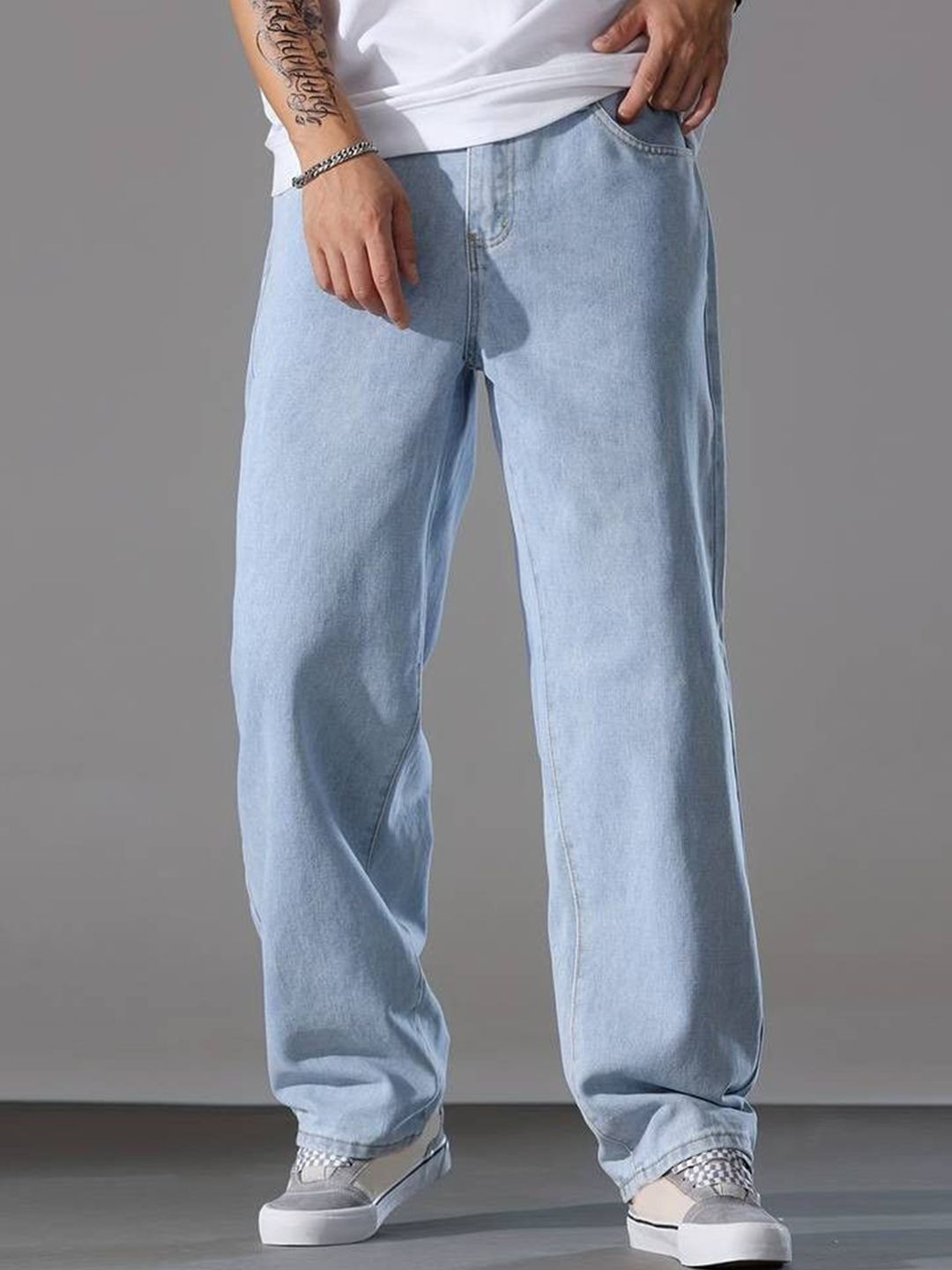 FUDE PRIDE Men Mid-Rise Stretchable Baggy Jeans-image-14