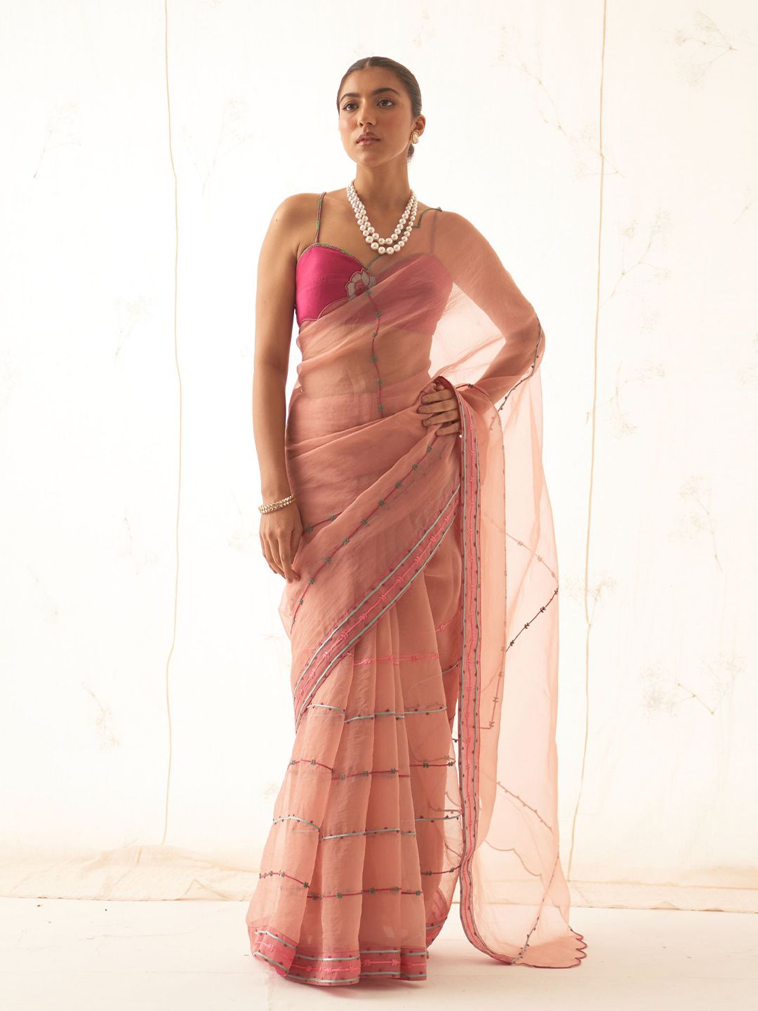 JANKI INDIA Floral Embroidered Silk Blend Saree-picture-36