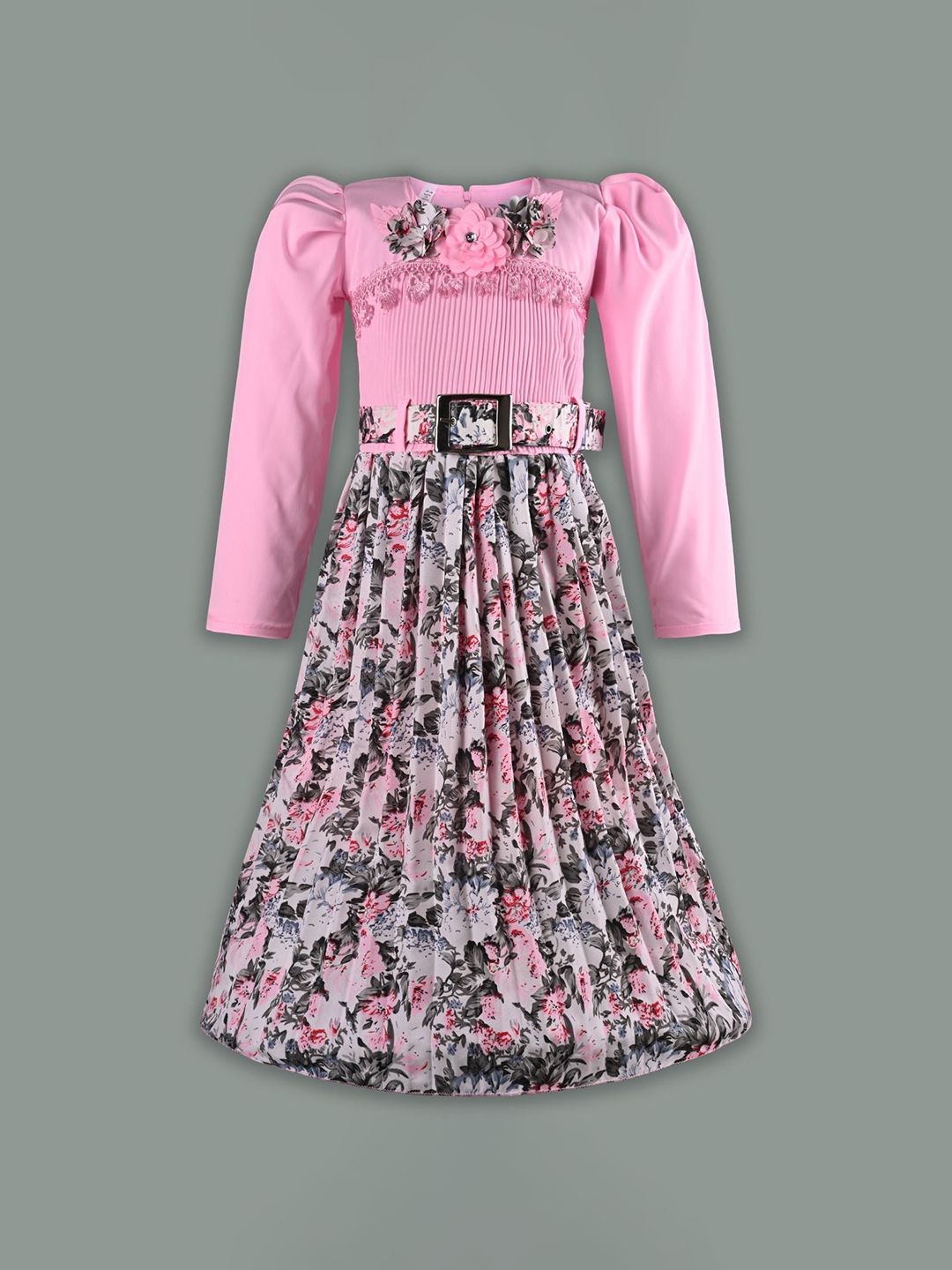 Wish Karo Girls Floral Print Fit & Flare Dress-picture-18