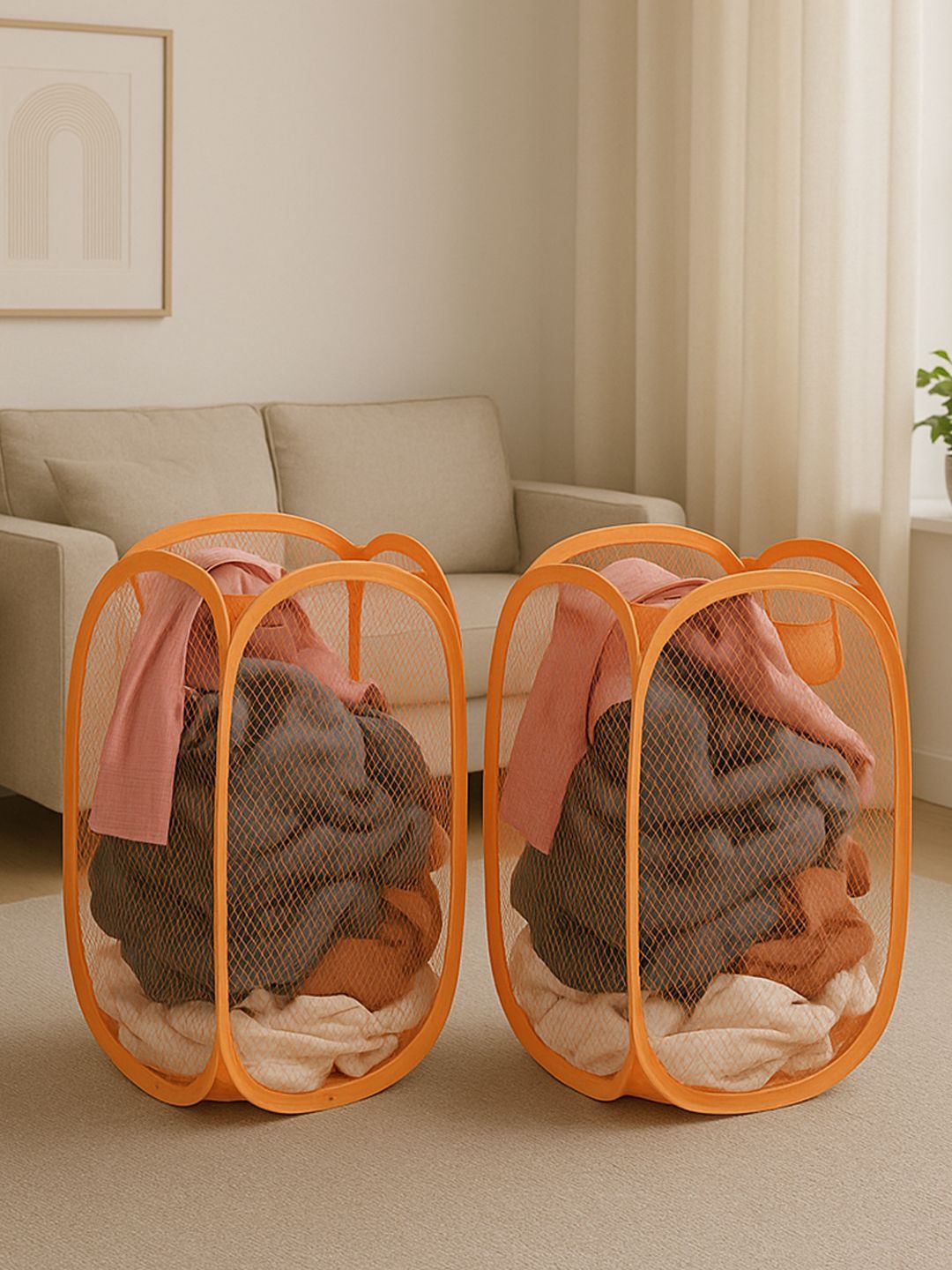 Kuber Industries 2-Pcs Orange-Colored Mesh Laundry Basket 20 L-image-43