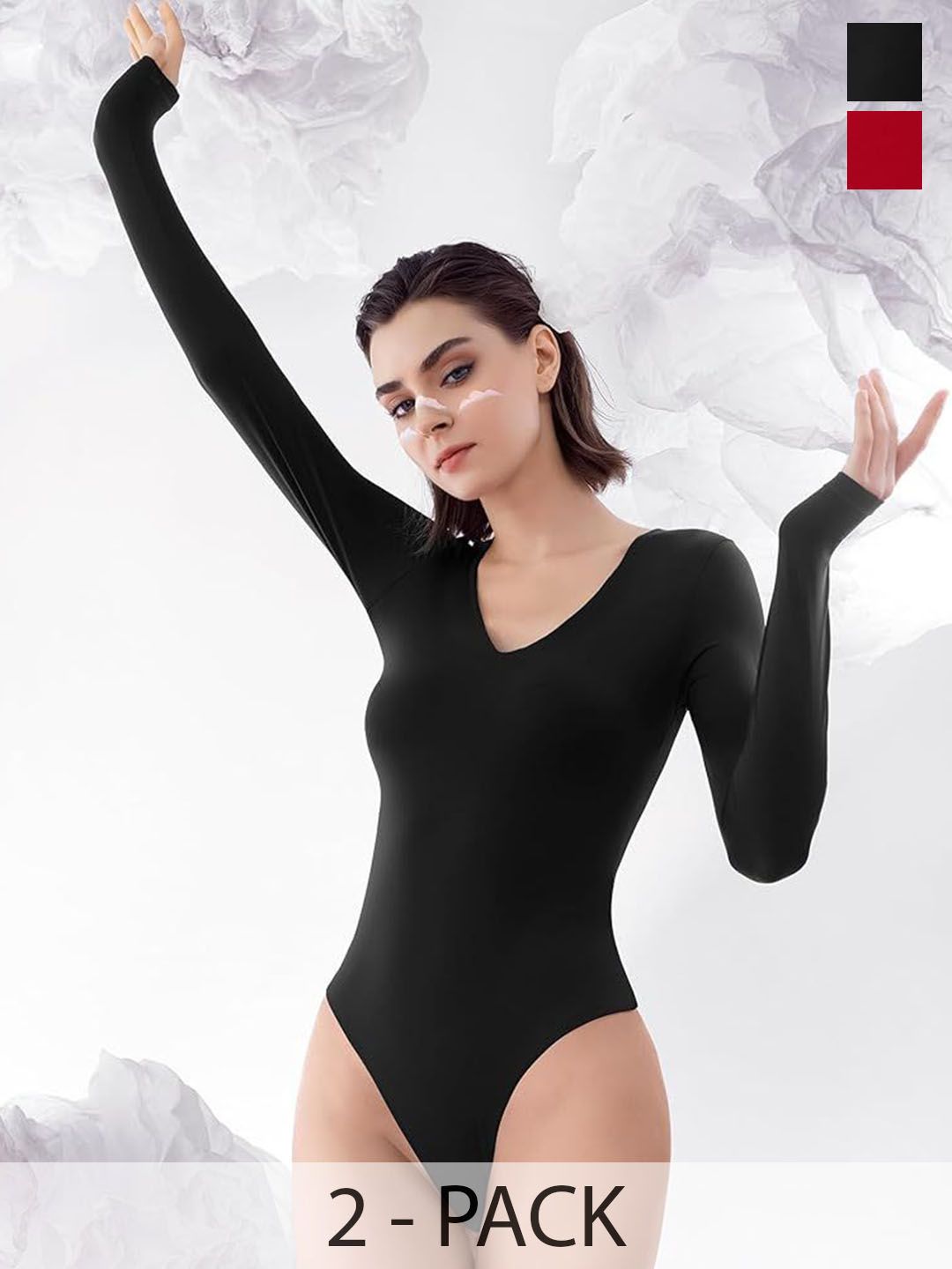 ZEROZABAR Pack Of 2 Ribbed V-Neck Bodysuit-picture-21