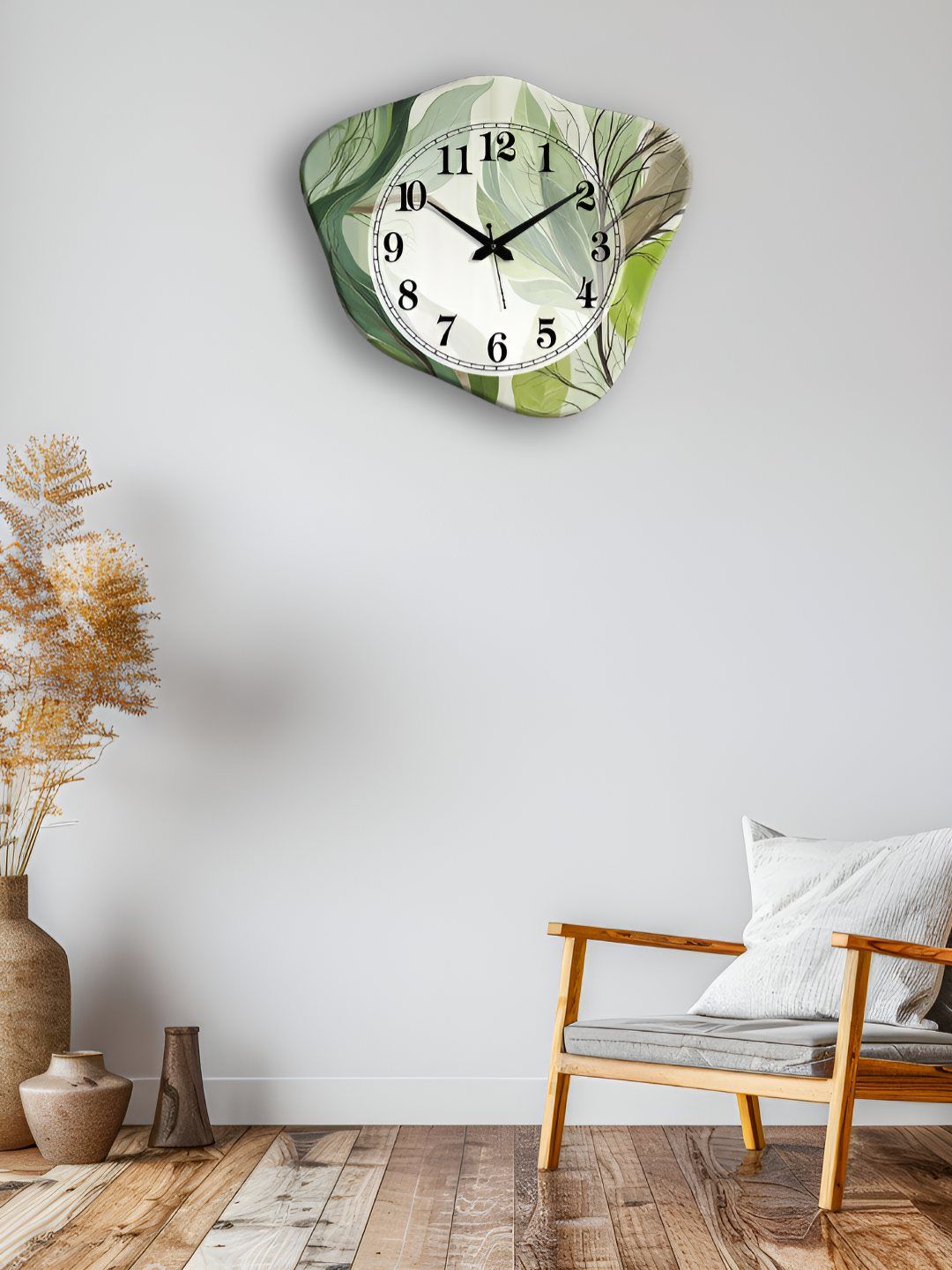 OLIVE TREE Green & Black Printed Wooden Geometric Vintage Wall Clock-picture-45