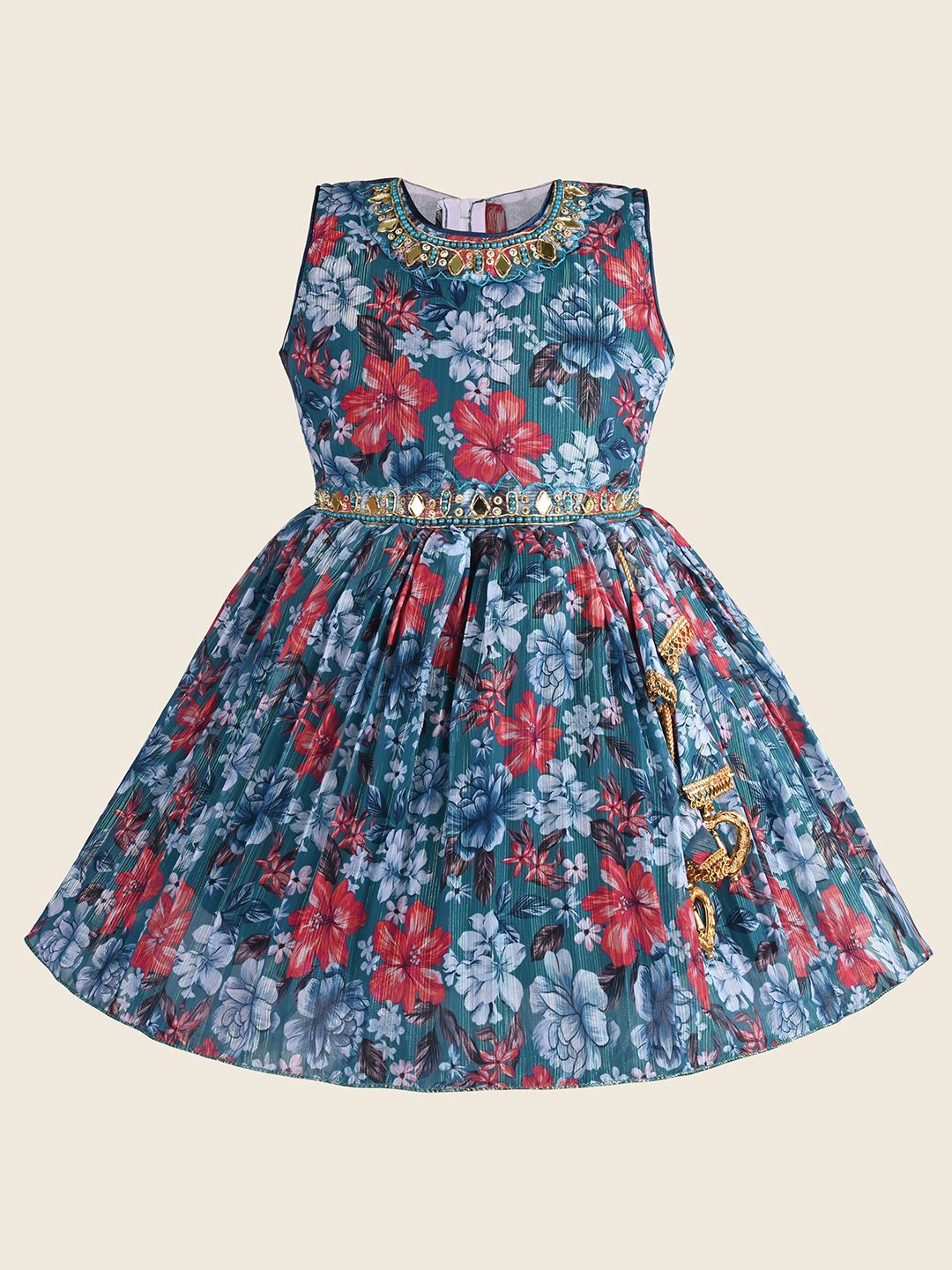 Wish Karo Girls Floral Print Fit & Flare Dress-picture-16