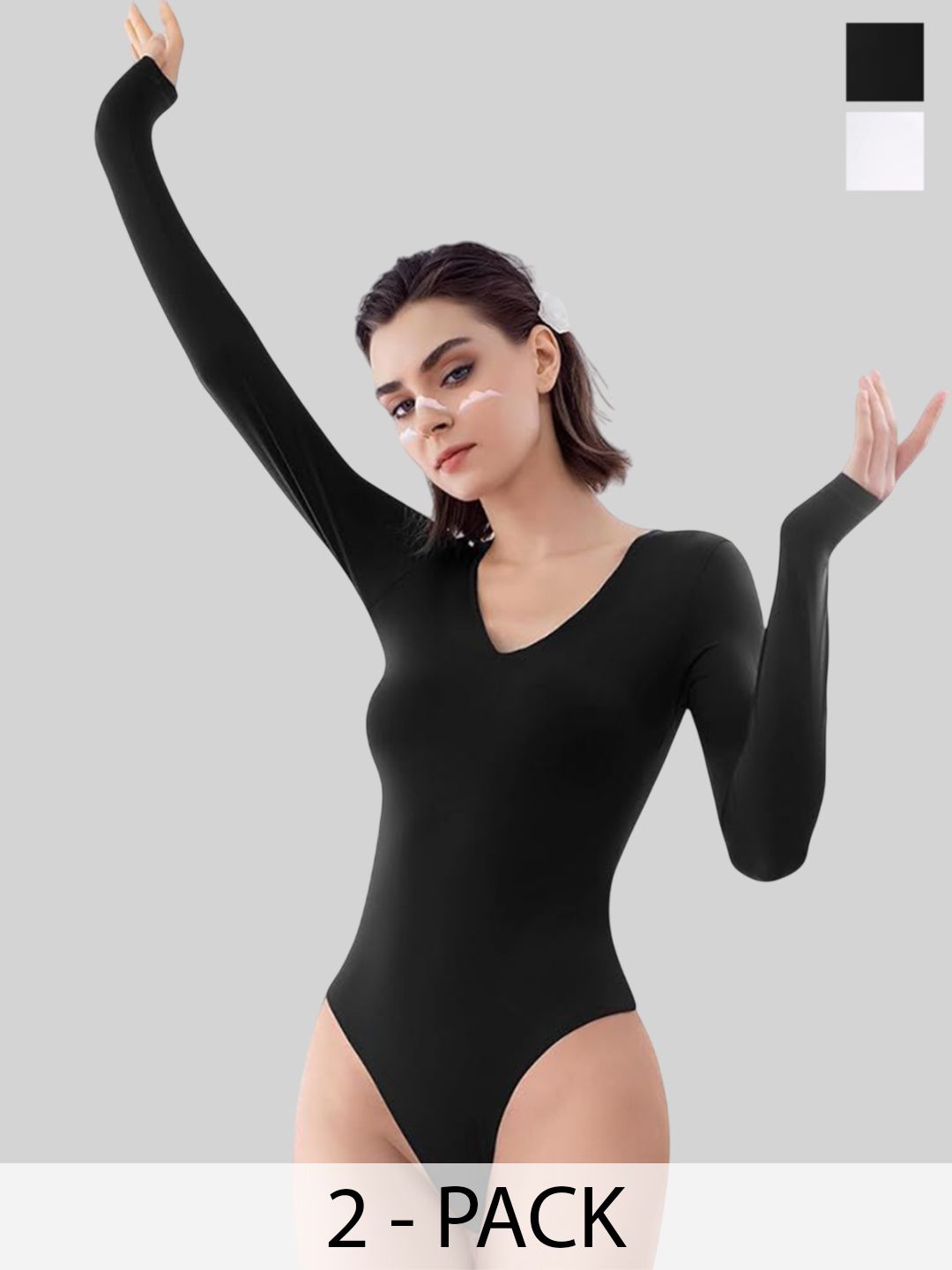 TRENDY ERA Pack Of 2 Ribbed V-Neck Bodysuit-picture-24