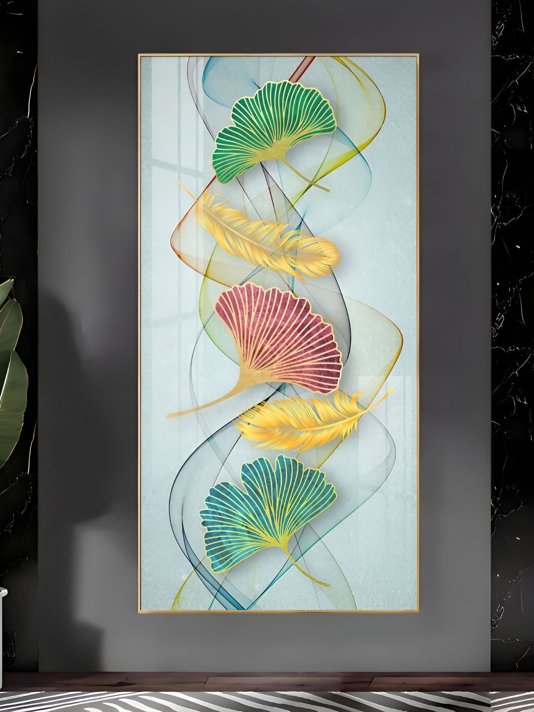THE NEXT DECOR Petal Harmony Glass Finish Vertical Wall Art-picture-29