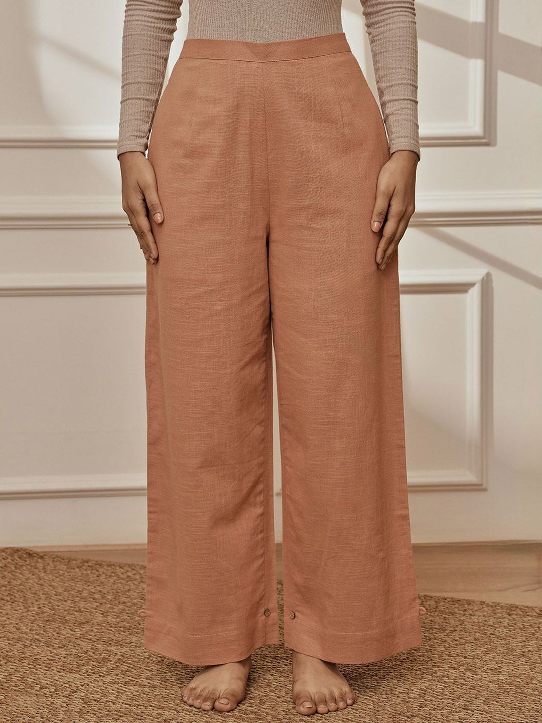 VASTRAMAY Women Cotton Linen Relaxed Fit Lounge Pants-picture-47