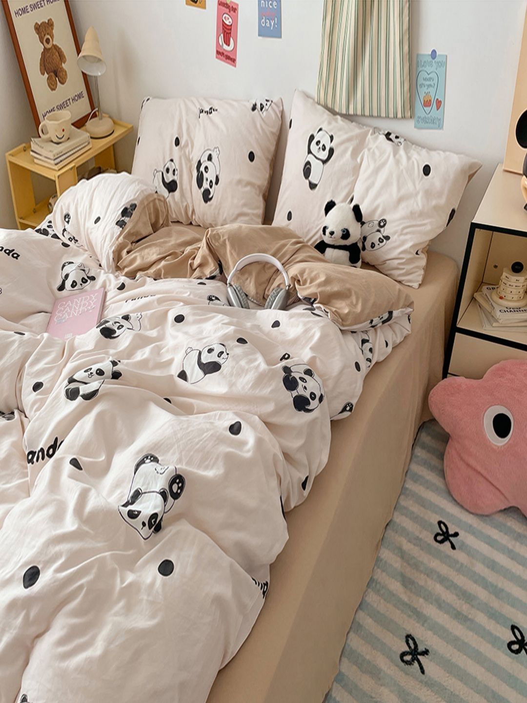 JC HOME Khaki Polycotton Single Regular Bedding Set-image-4