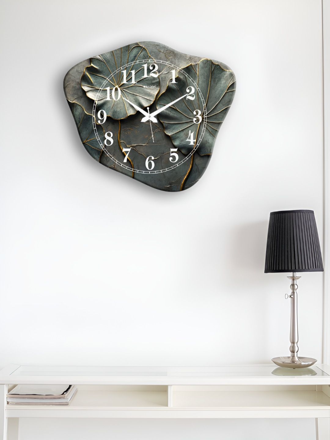 OLIVE TREE Grey & Black Printed Wooden Contemporary Wall Clock-picture-33