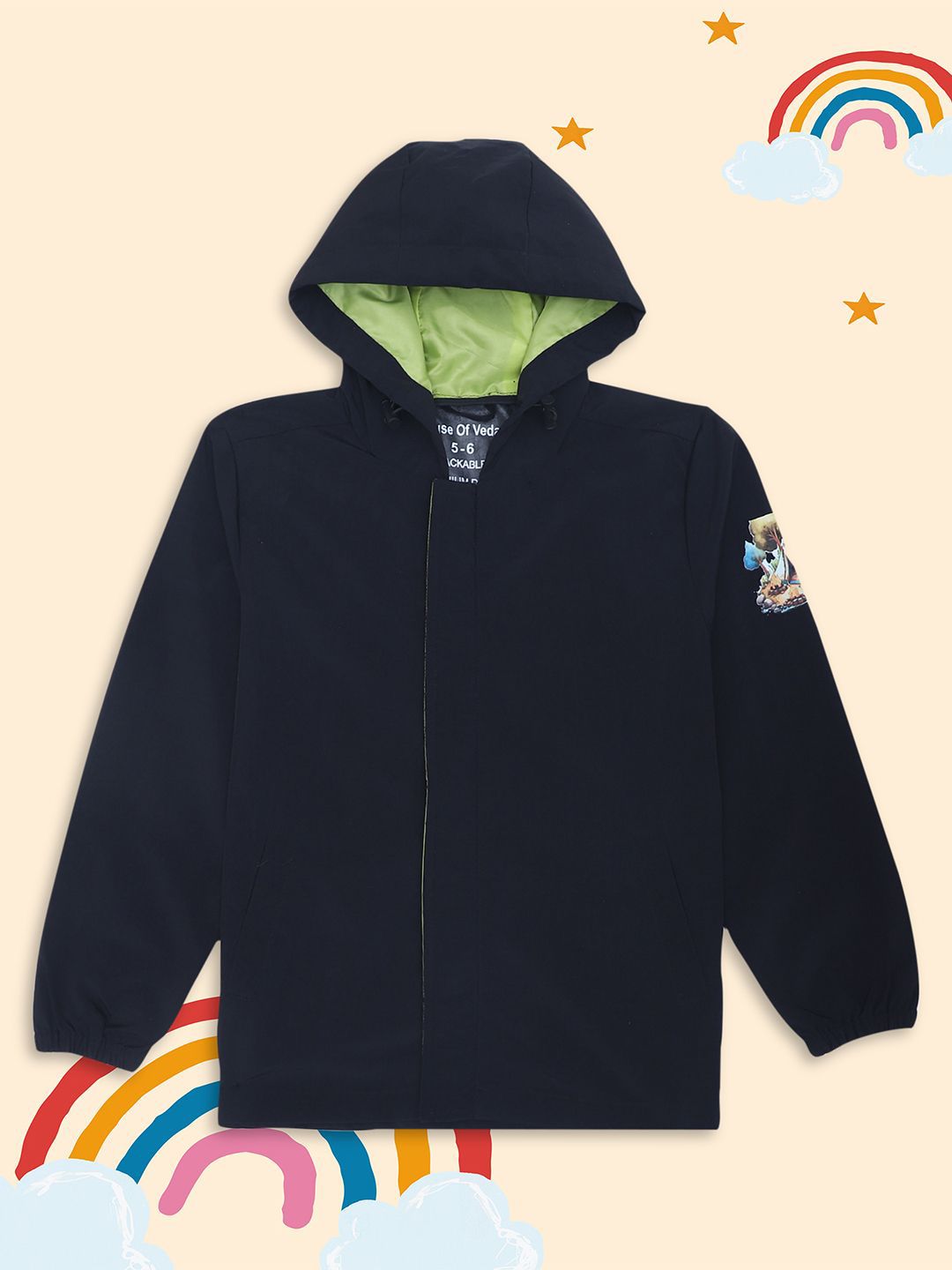HOUSE OF VEDAS Kids Waterproof Rain Jacket With Hood-picture-14