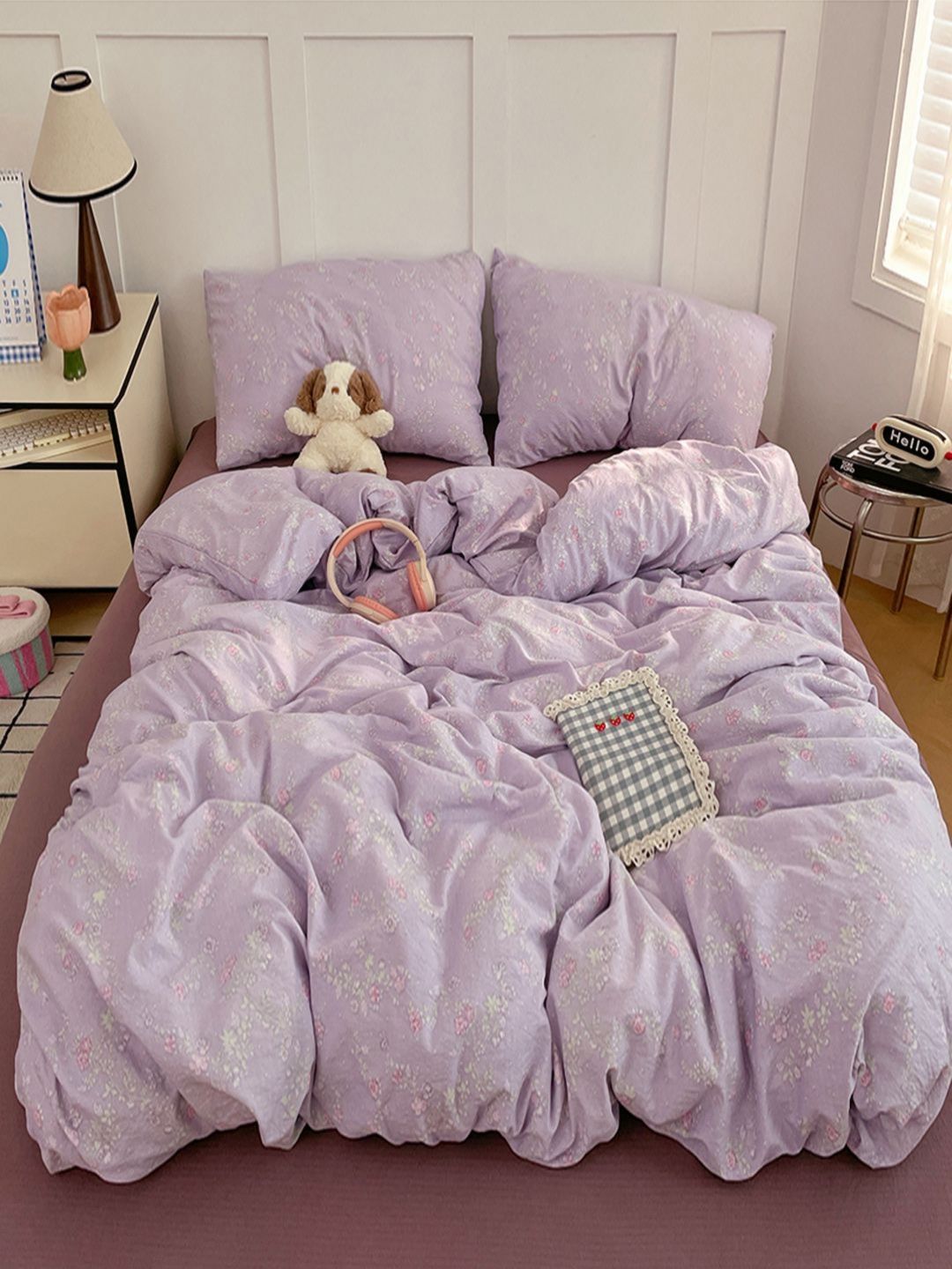 JC HOME Purple Polycotton Single Regular Bedding Set-picture-44