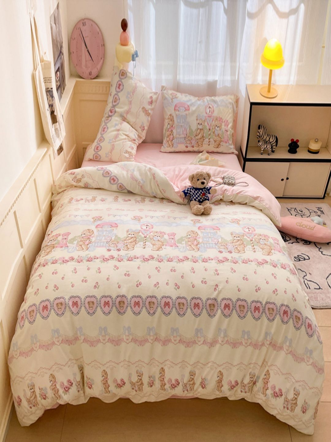 JC HOME Pink Polycotton Double Extra Large Regular Bedding Set-picture-10