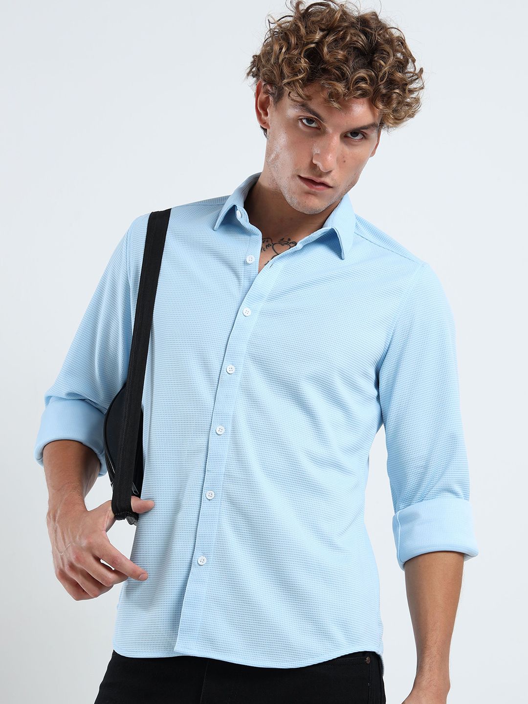 THE BEETEL HOUSE Men Textured Spread Collar Casual Shirt-picture-27