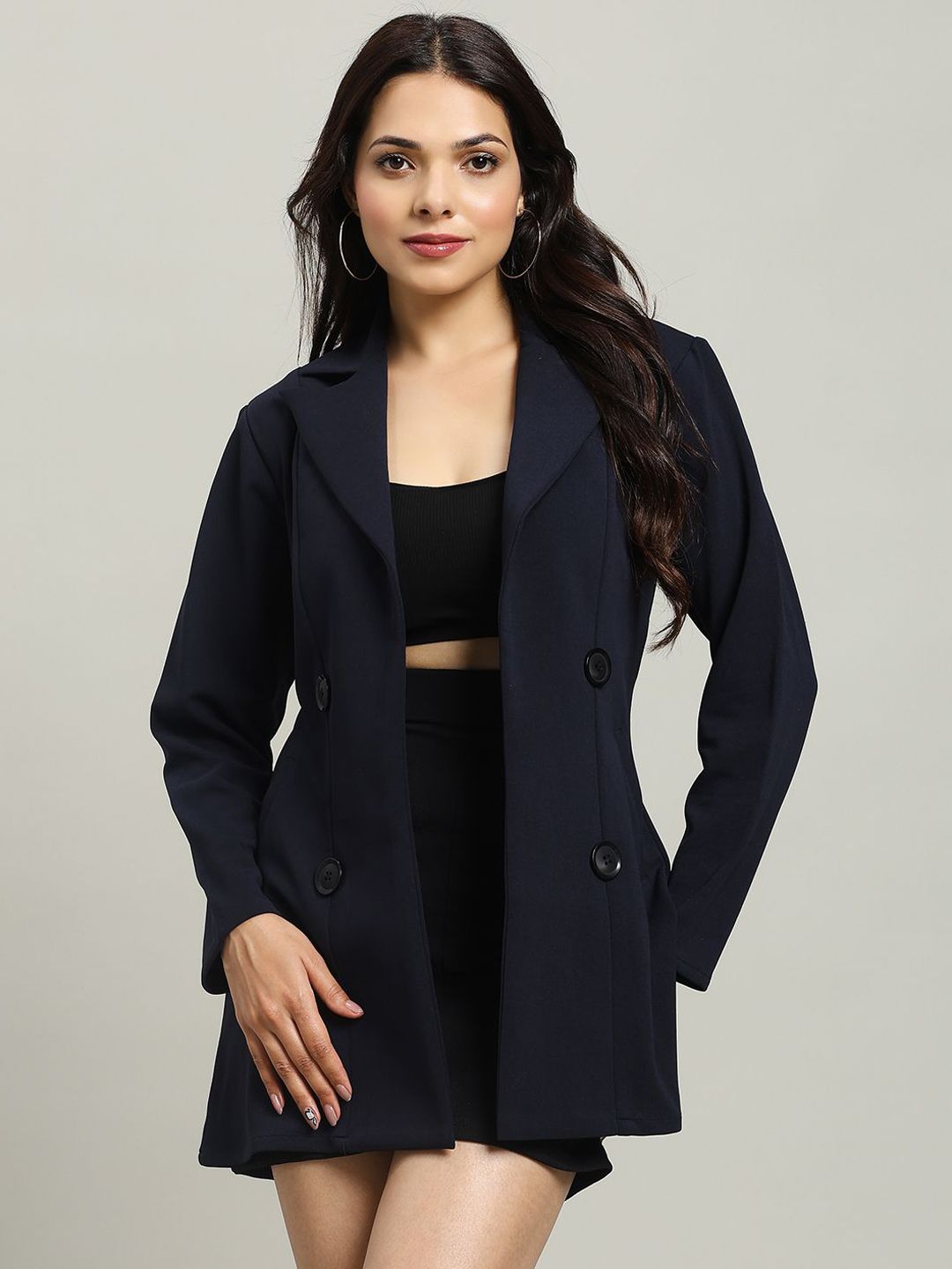 WoowZerZ Notched Lapel Collar Oversized Overcoat