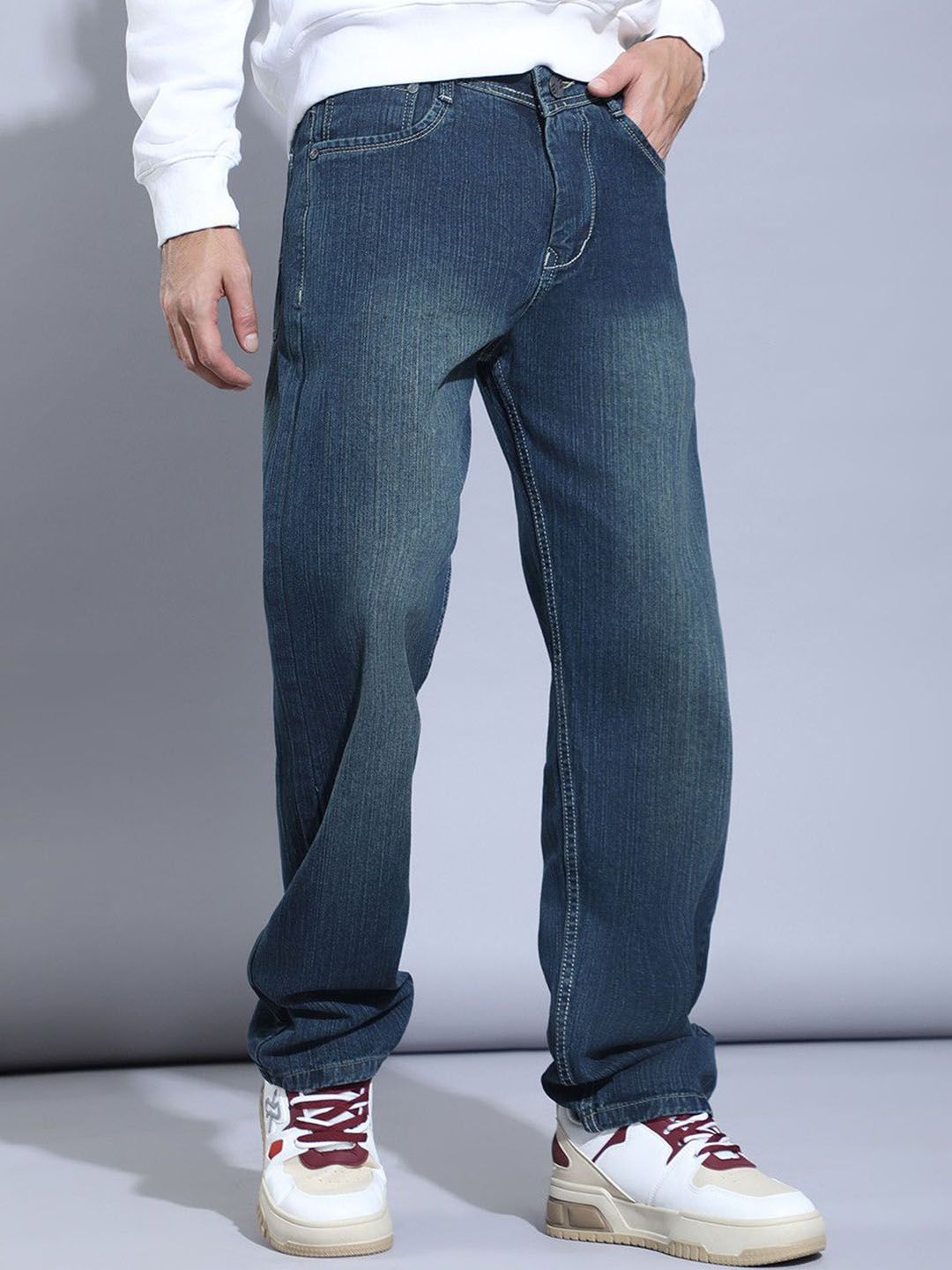 Hence Men Loose Baggy Fit Mid-Rise Jeans-picture-6
