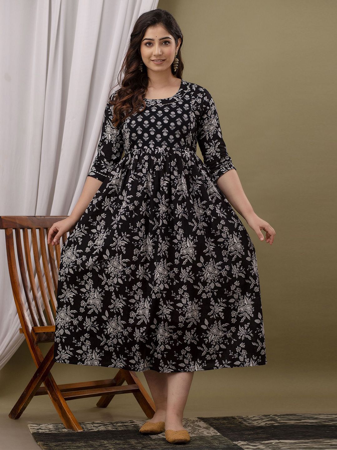CORSICA Women Cotton Floral Printed Maternity Maxi Dress-picture-55