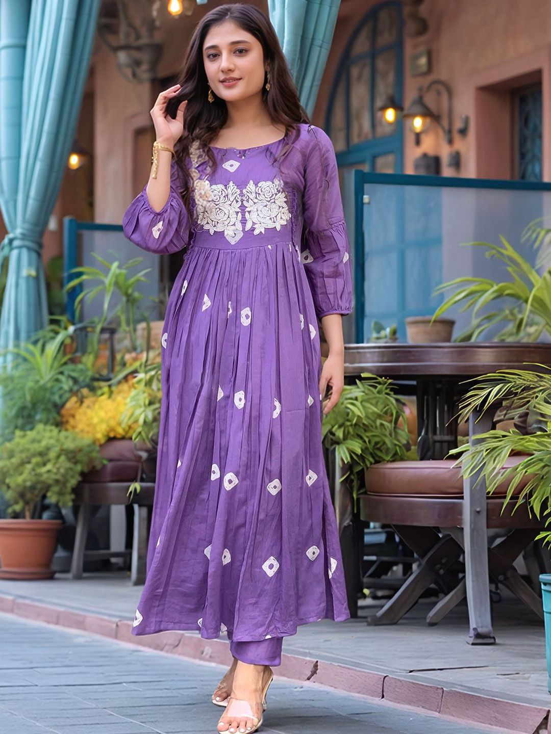 GoSriKi Women Ethnic Motifs Printed Regular Kurta with Trousers-picture-41