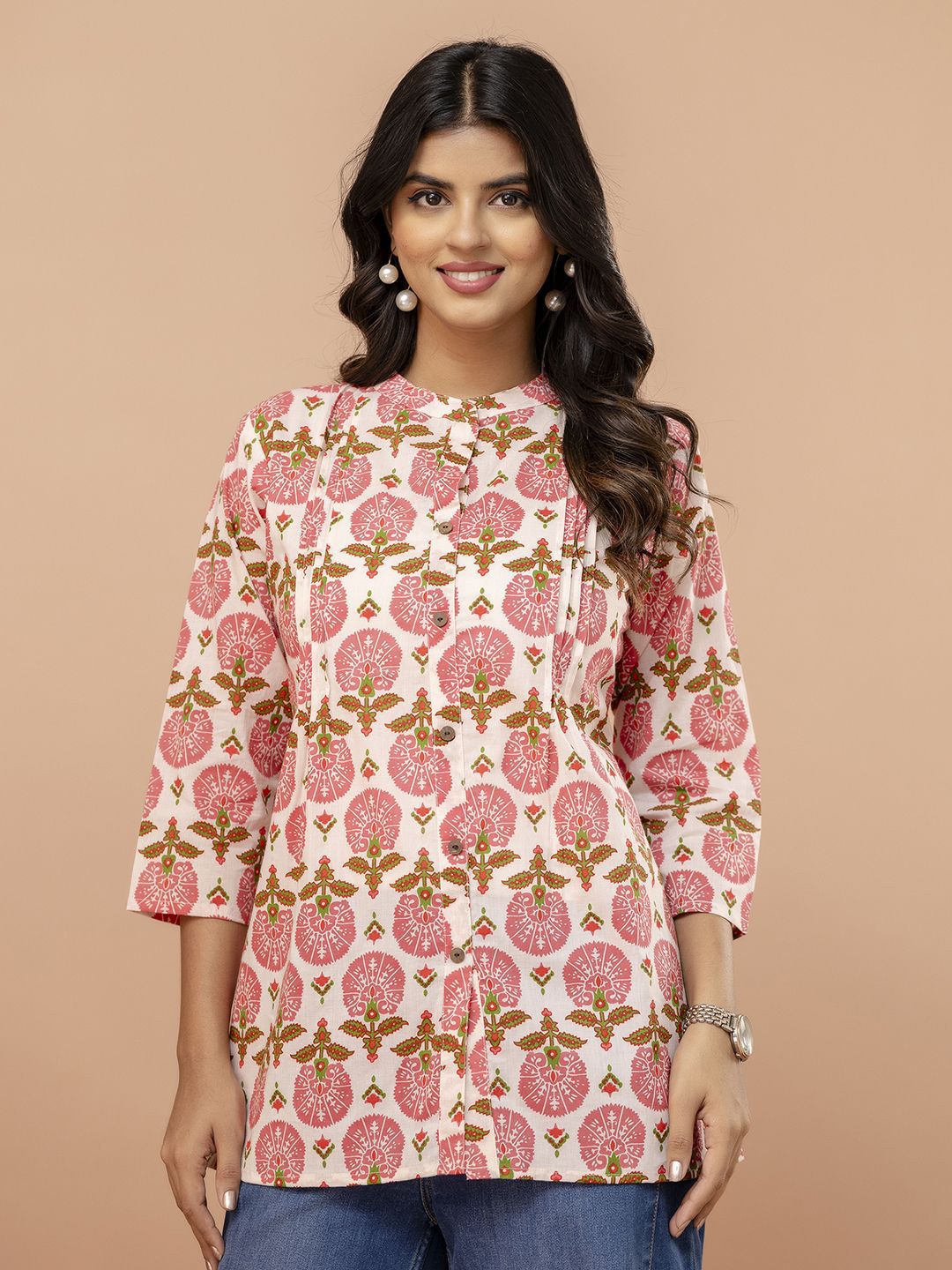 FERANOID Mandarin Collar Printed Ethnic Tunic-picture-25
