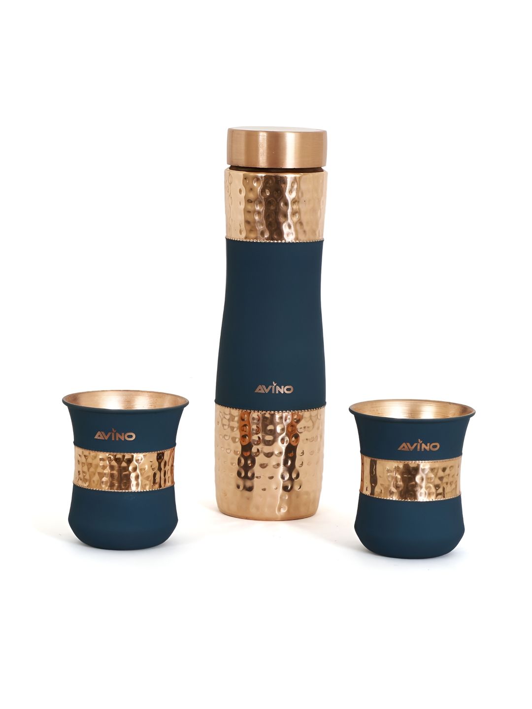 AVINO Blue & Copper-Toned 3 Pieces Copper Water Bottle & Cup-picture-20