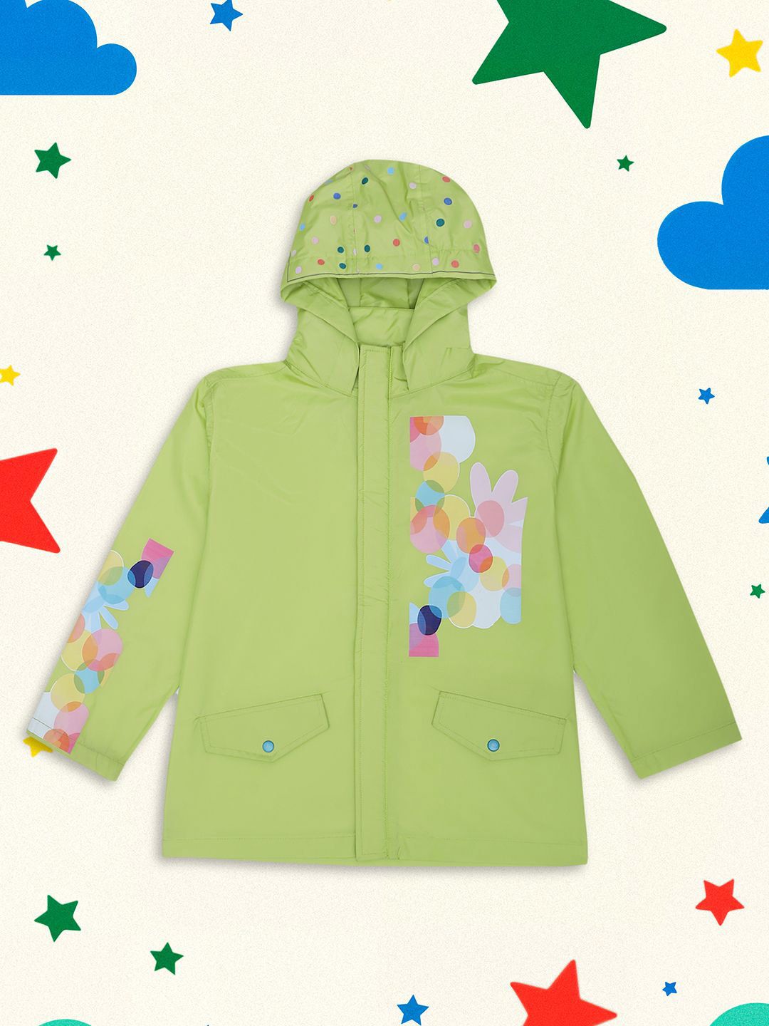 HOUSE OF VEDAS Kids Printed Waterproof Rain Jacket With Hood-picture-24