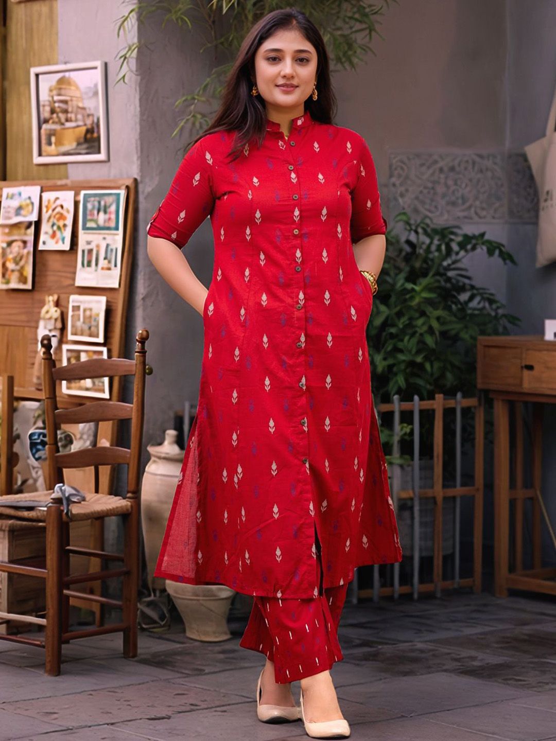 Aaghnya Women Printed Regular Kurta with Trousers-picture-50