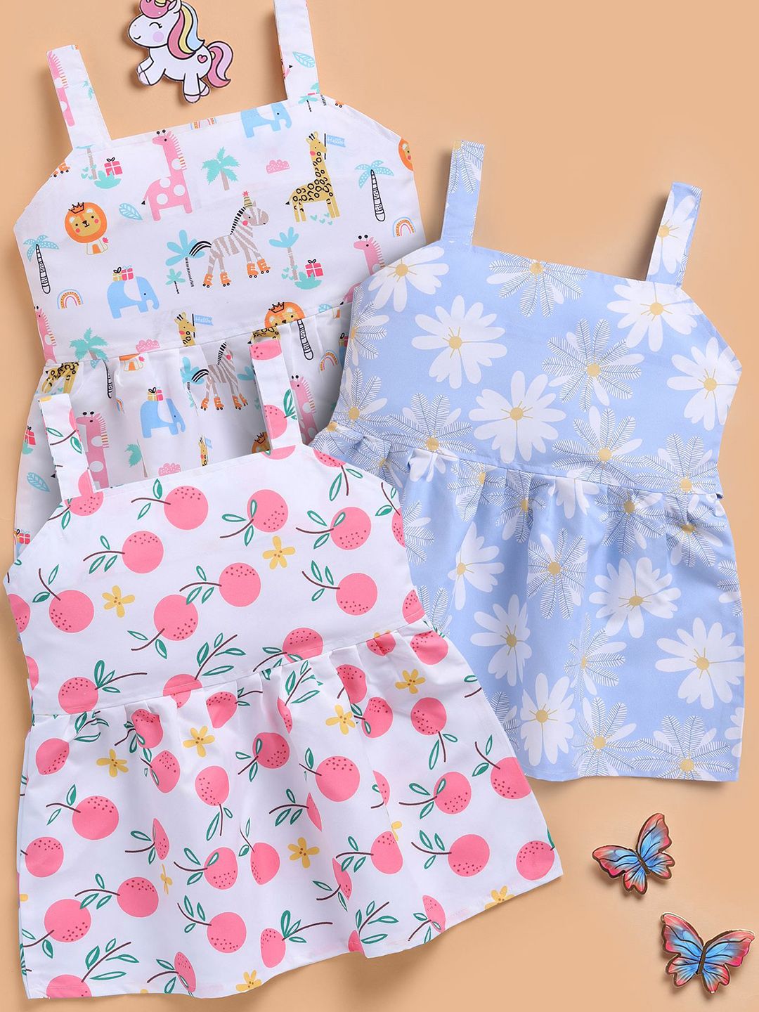Toonyport Kids-Girls Floral Print Fit & Flare Dress Pack Of 3-picture-30