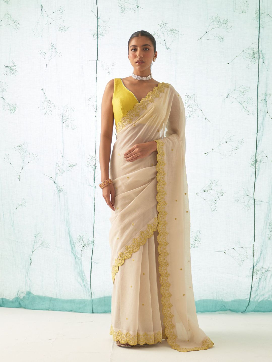 JANKI INDIA Floral Embroidered Silk Blend Saree-picture-15