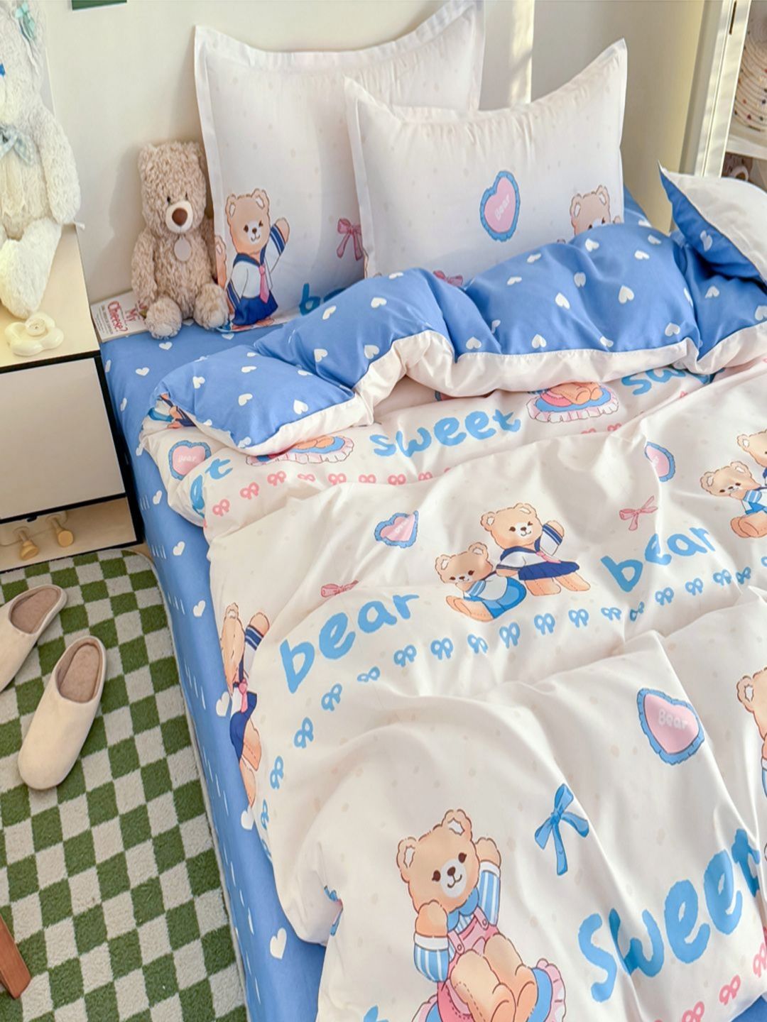 JC HOME Blue Polycotton Double Queen Regular Bedding Set-image-23